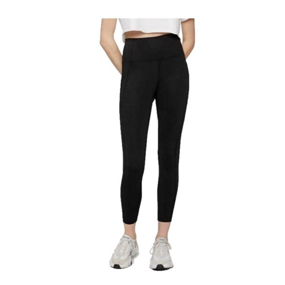 Calvin Klein Women’s High Rise Logo Back Cropped Leggings Black XL Pre‑Owned